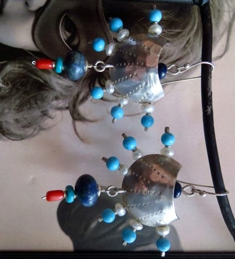 orecchini fenice turchese perle corallo lapislazzuli